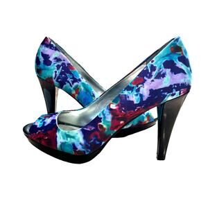 Style & Co Celine Purple Magic Peep Toe Platform High Heel Size 6 EUC